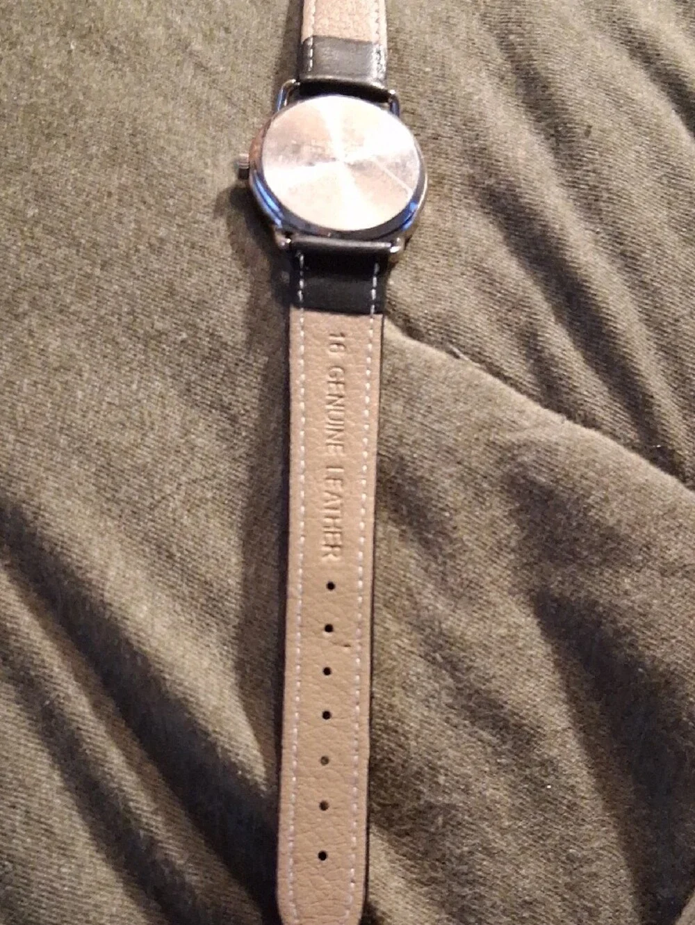 Anne Klein Silver Case White Dial Watch with Black Leather Strap